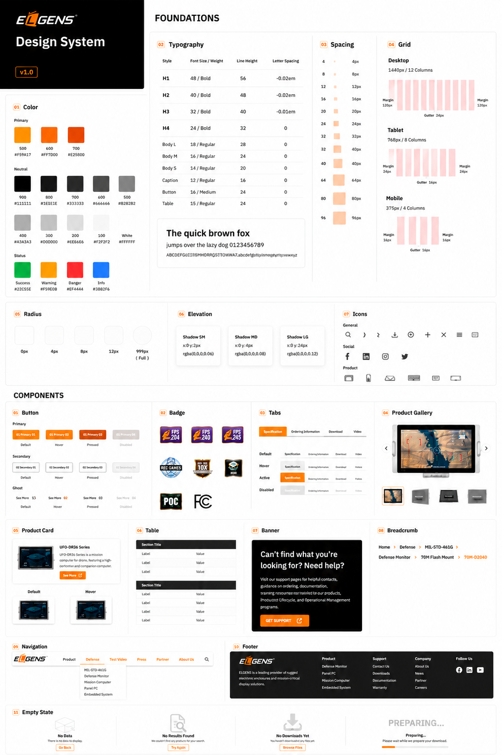 ELGENS color palette and design system colors