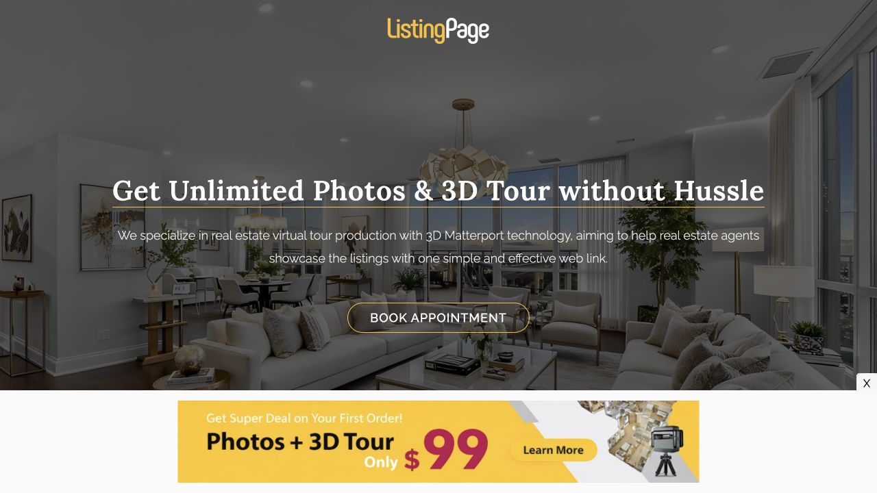 ListingPage real estate photography and 3D tour landing page